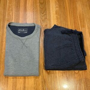 Eddie Bauer Gray Top and Navy Pants Lounges Set